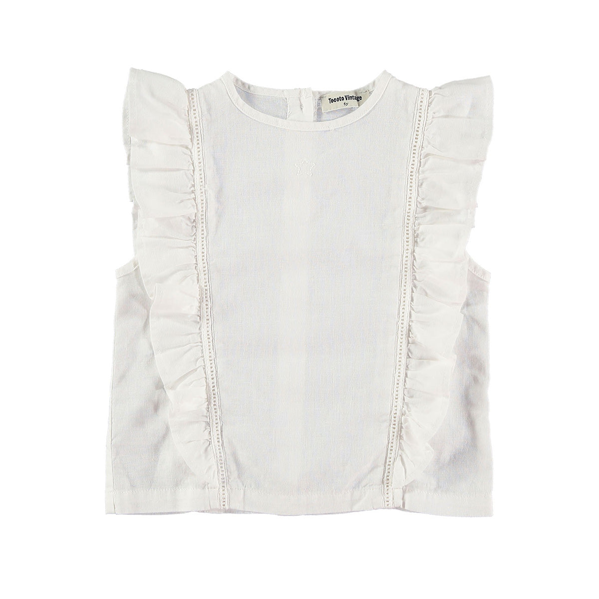 Tocoto Vintage - ruffled blouse sleeveless - offwhite