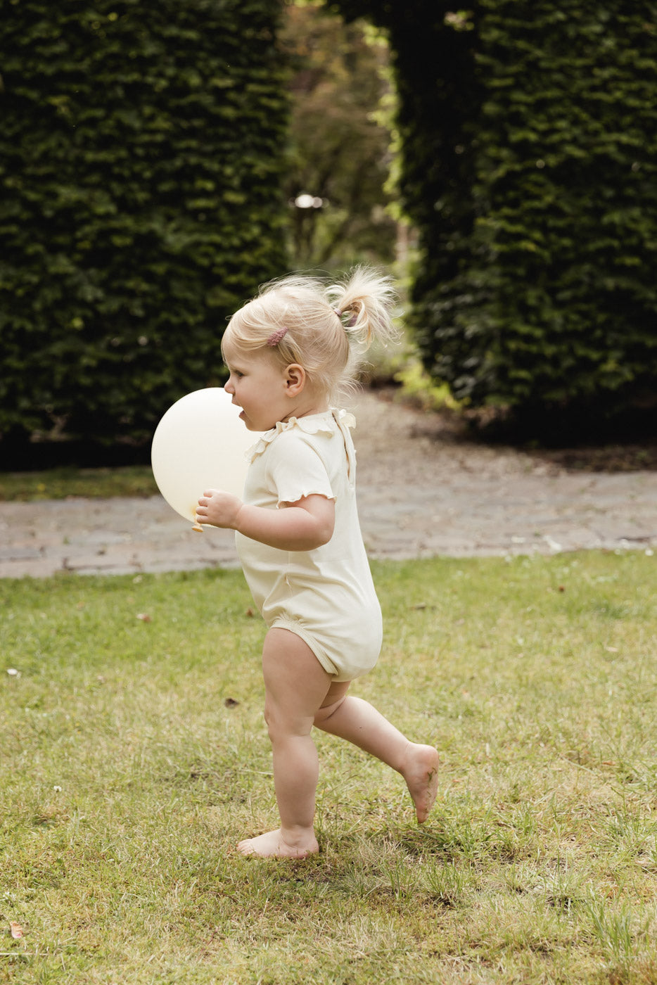 UAUA - ruffled romper - crema