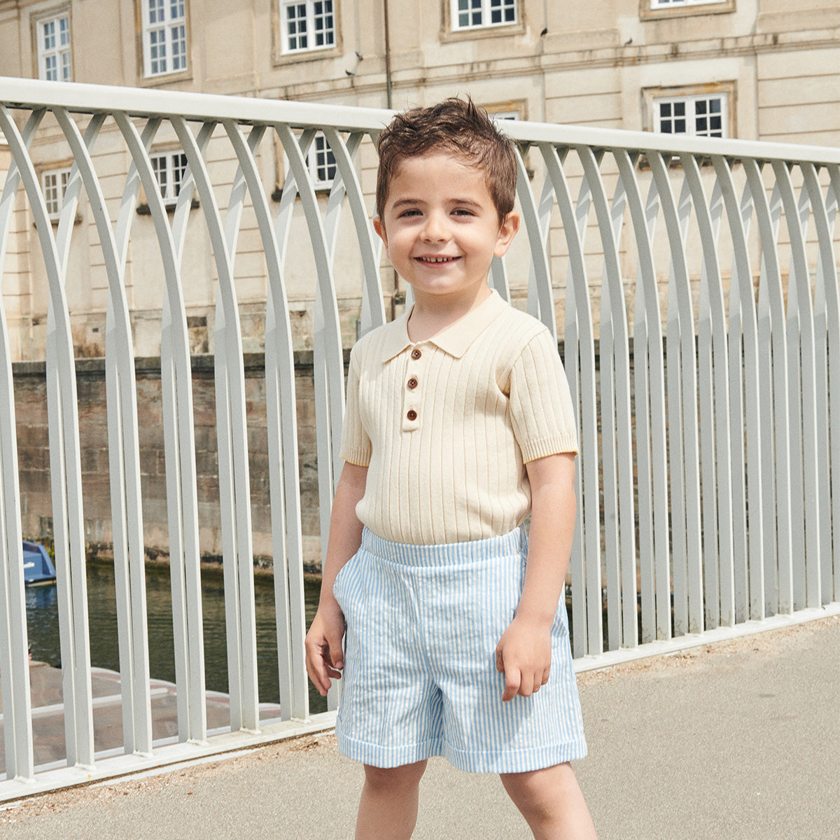 Copenhagen Colors - seersucker shorts sporty stripe - sky blue