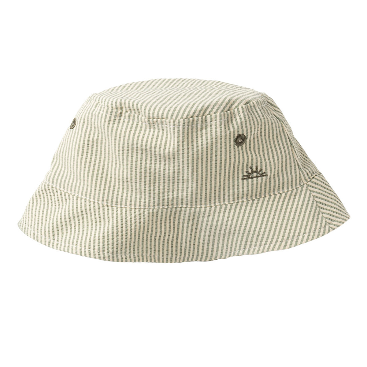 Salted Stories - seersucker bucket sun hat - green bay stripe