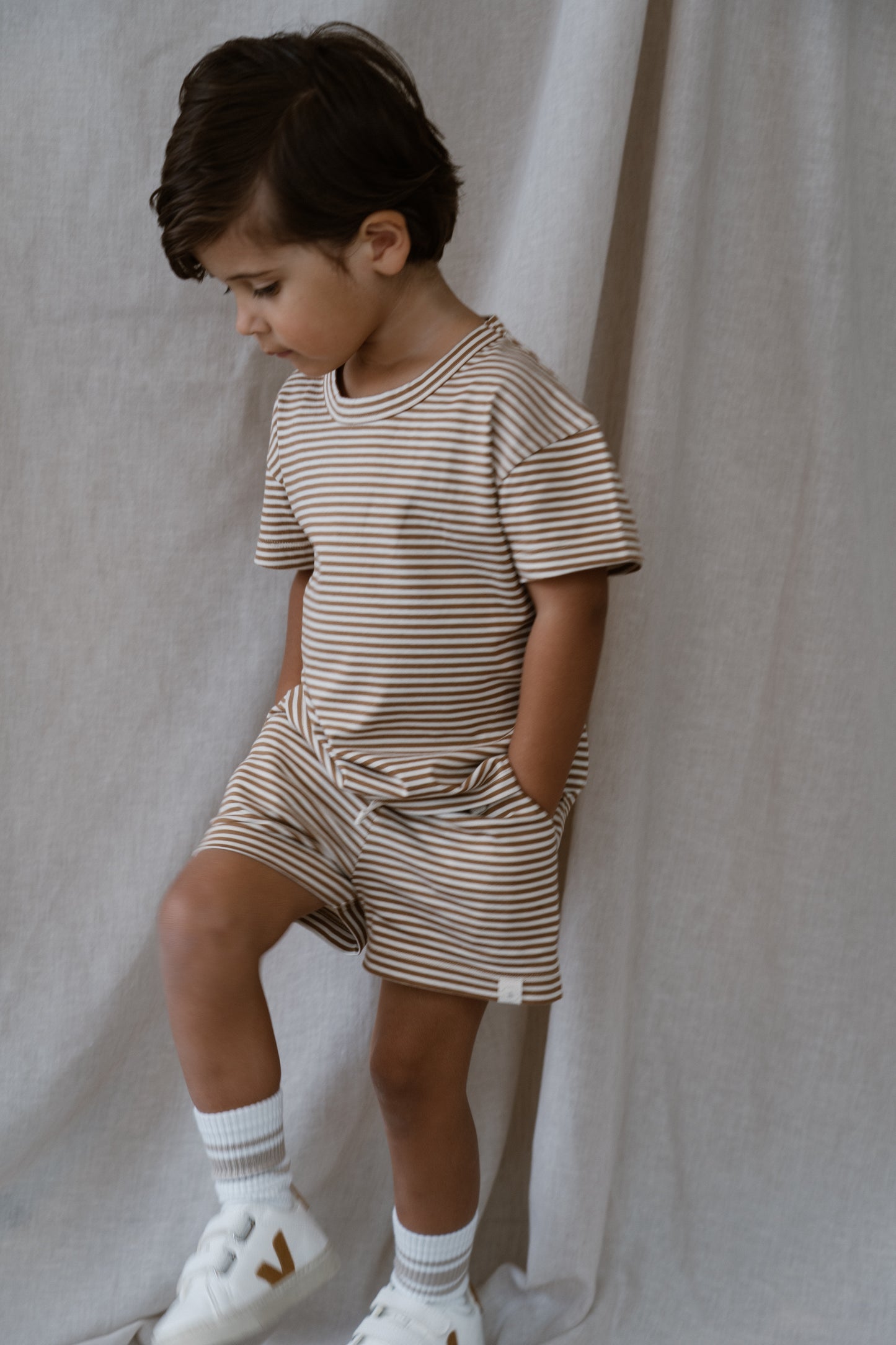 Navy Natural - shorts Niels - biscuit stripe