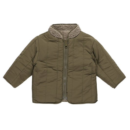 Quincy Mae - shearling zip jacket - olive
