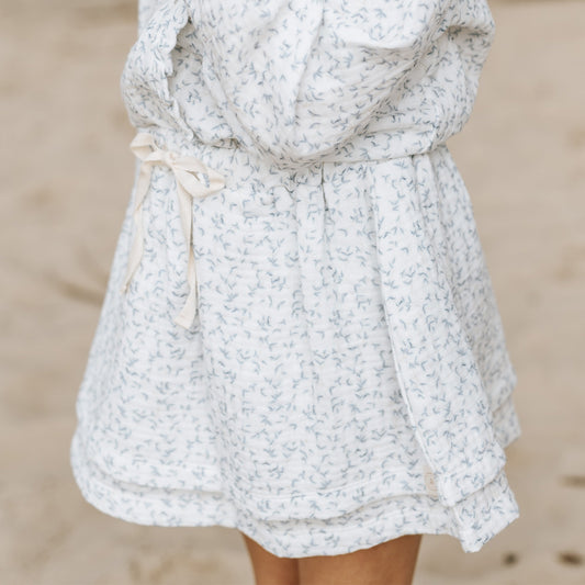 Navy Natural - skirt Noe - blue leaves