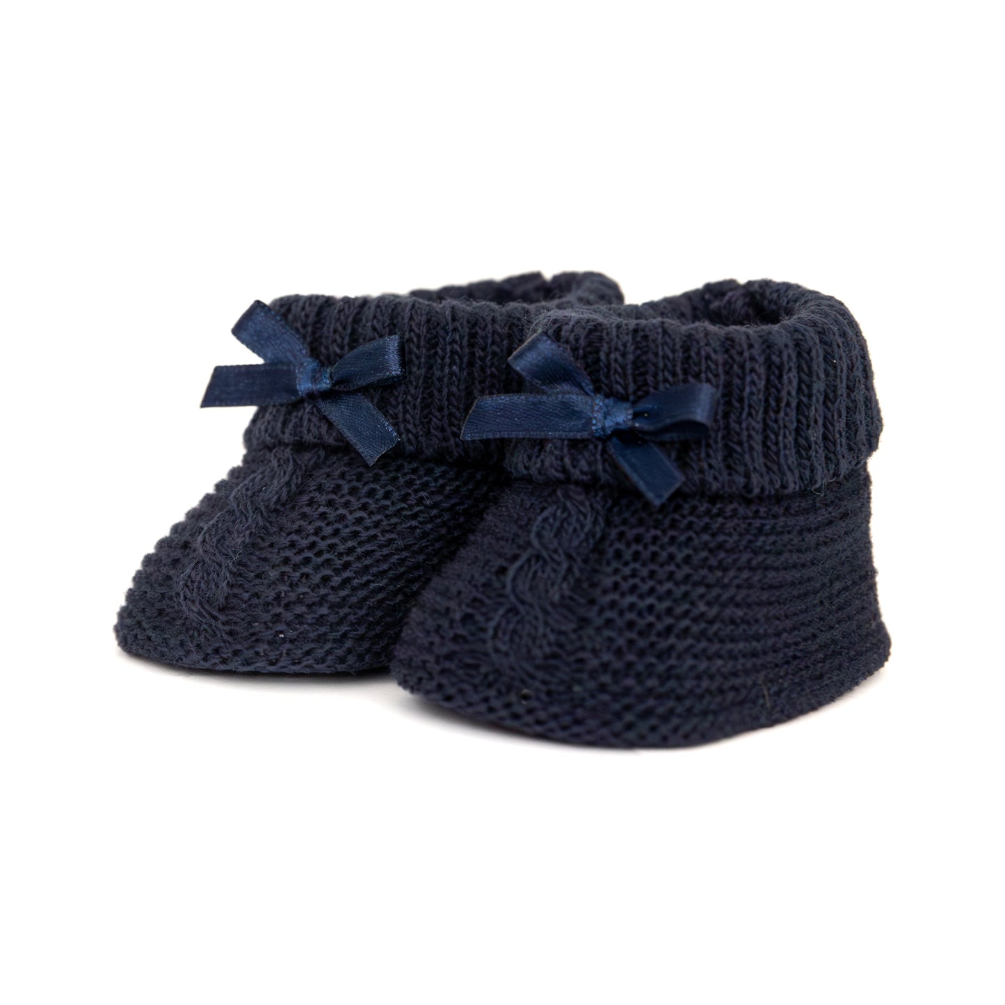 Gebreide baby slofjes - marineblauw