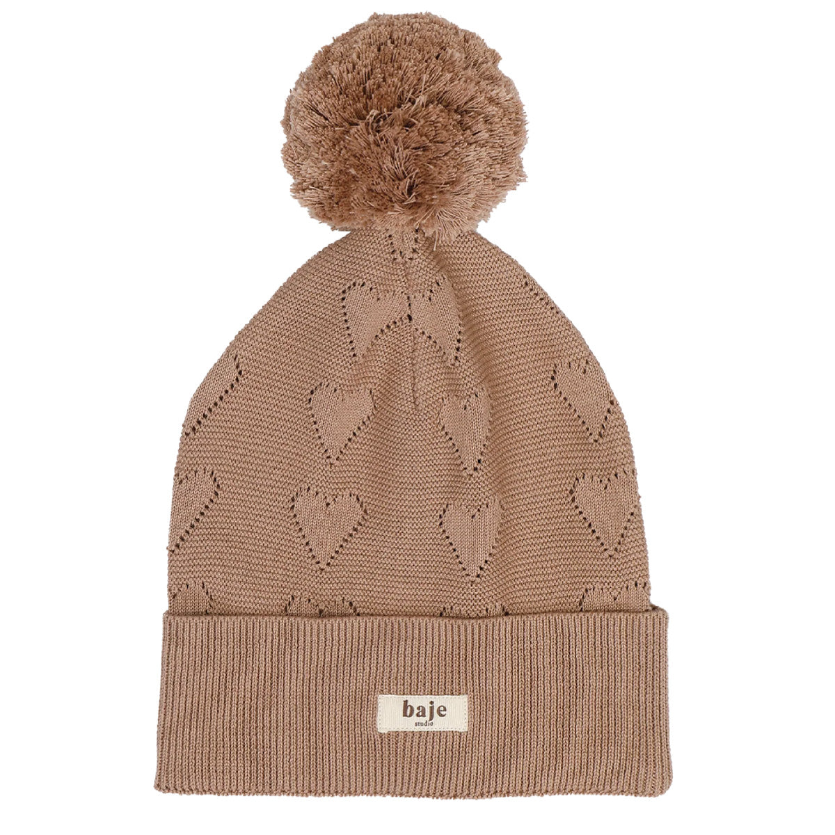 Baje Studio - knitted heart hat Snow - peach almond