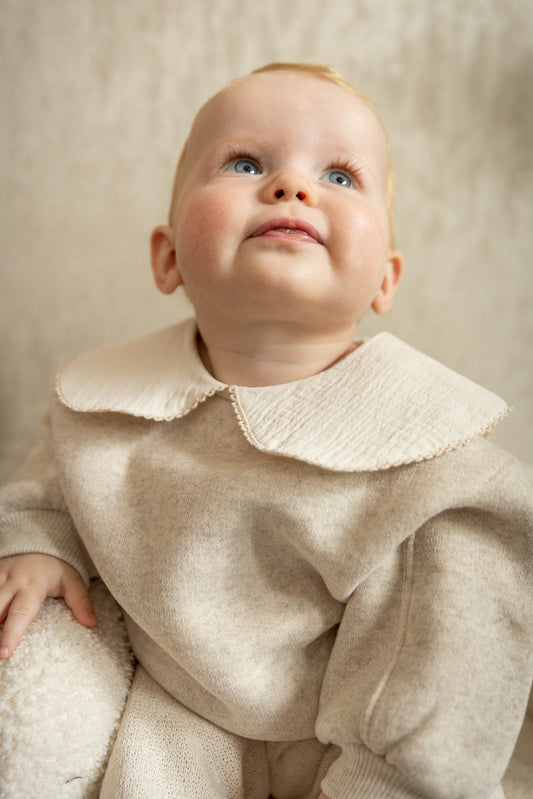 Play Up - knit sweater with collar - ecru