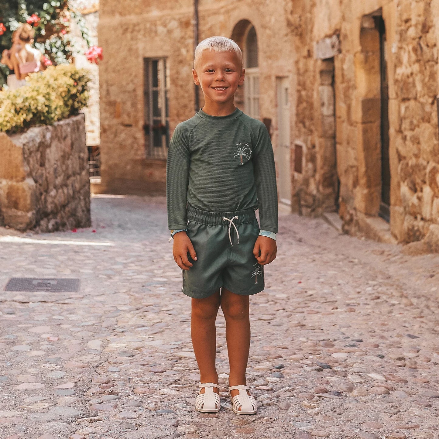 Salted Stories - SPF50+ swim shirt - bronze green