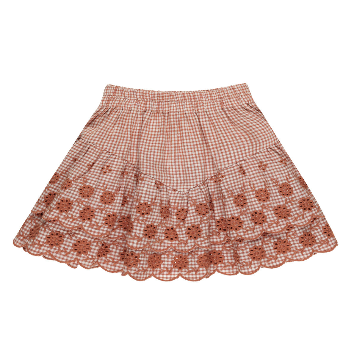 Rylee + Cru - tiered mini skirt - poppy gingham