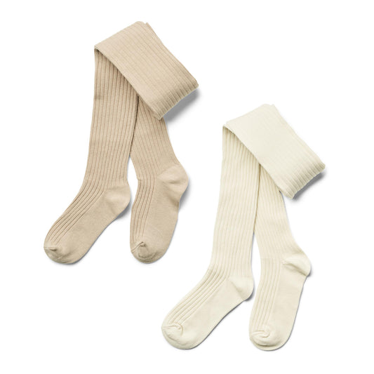 Wheat - rib tights Indy - 2 pack - creme & beige