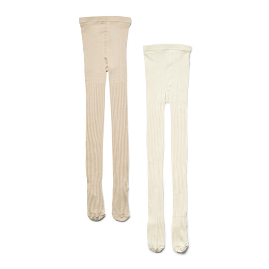 Wheat - rib tights Indy - 2 pack - creme & beige