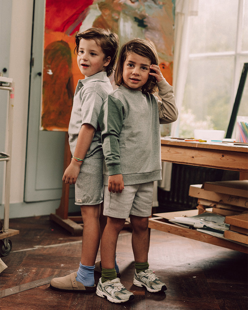 Baje Studio - knitted polo Estoi - blue steel