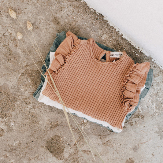 Ruffle shirt - terracotta