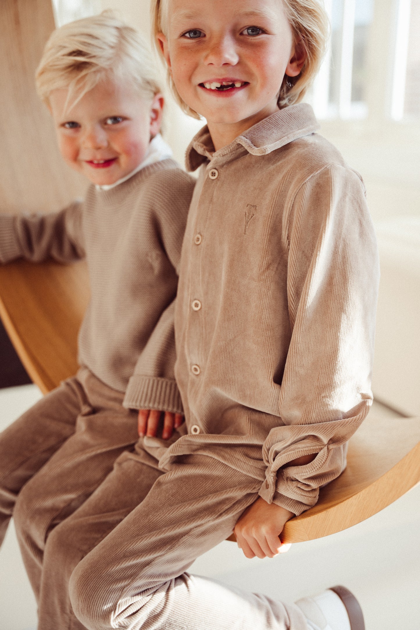 Ribbed blouse Finn - taupe
