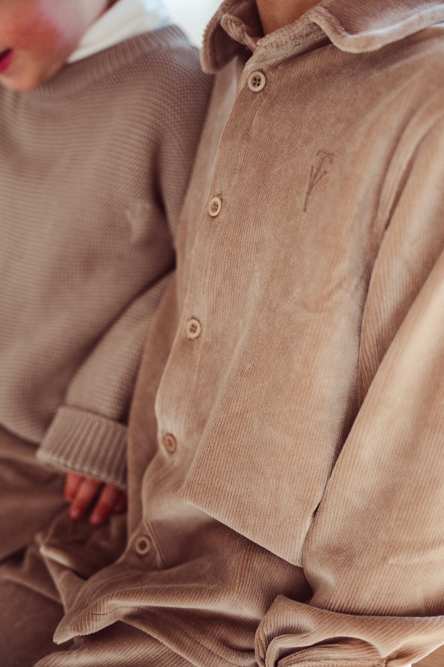 Ribbed blouse Finn - taupe