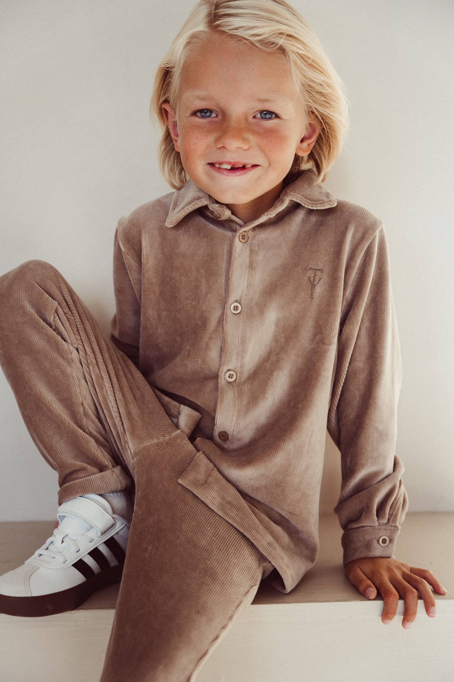 Ribbed blouse Finn - taupe
