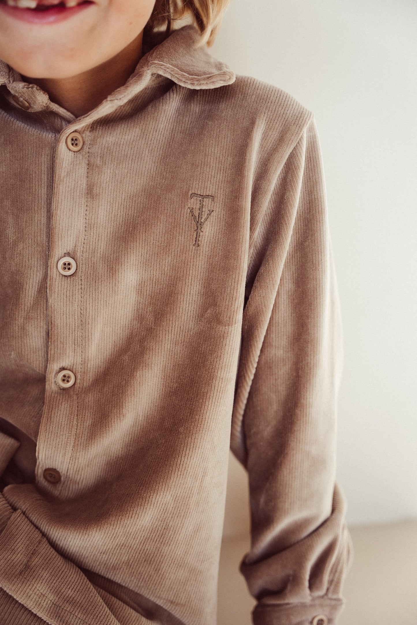 Ribbed blouse Finn - taupe