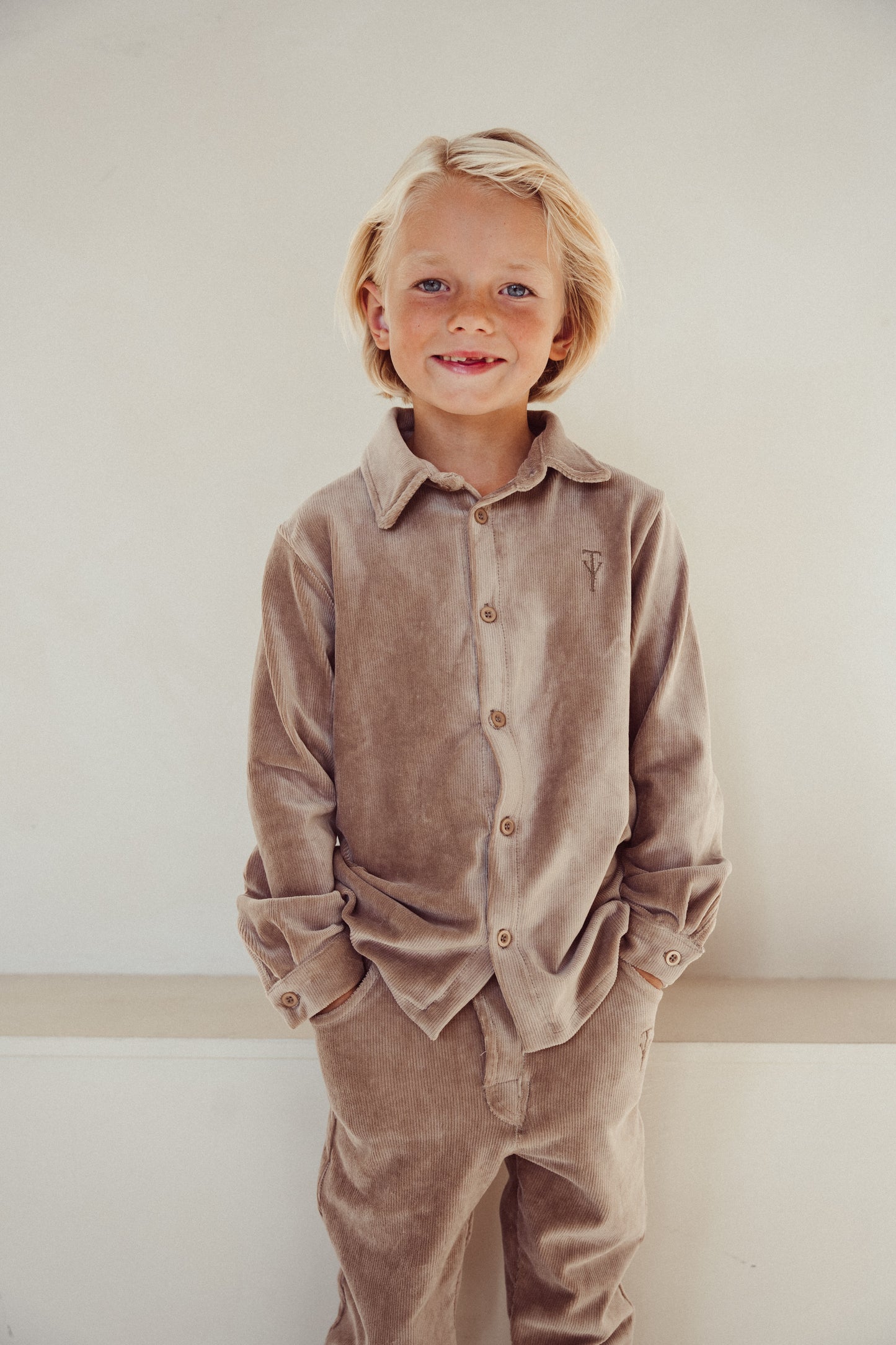Ribbed blouse Finn - taupe