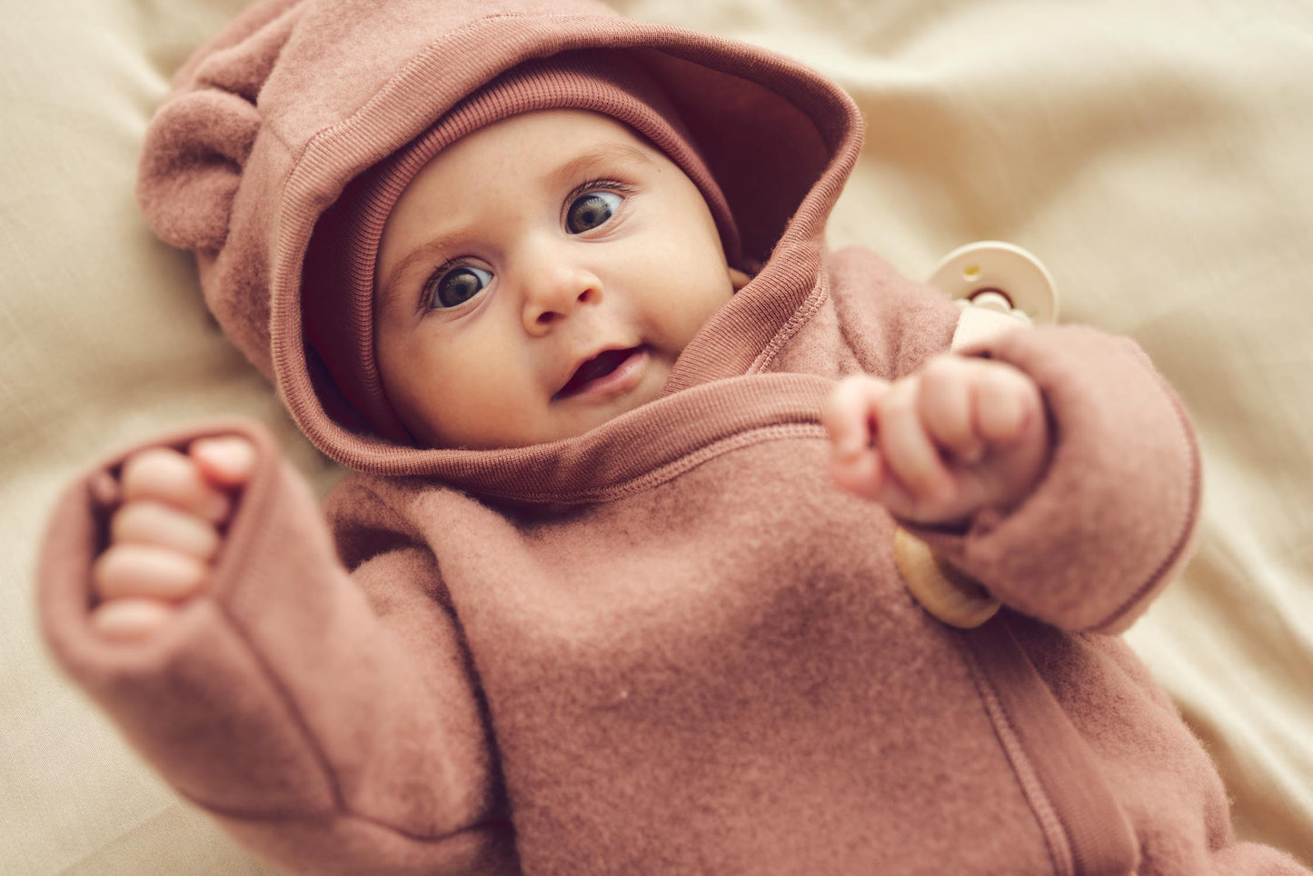 Merino wol fleece suit - daydream pink