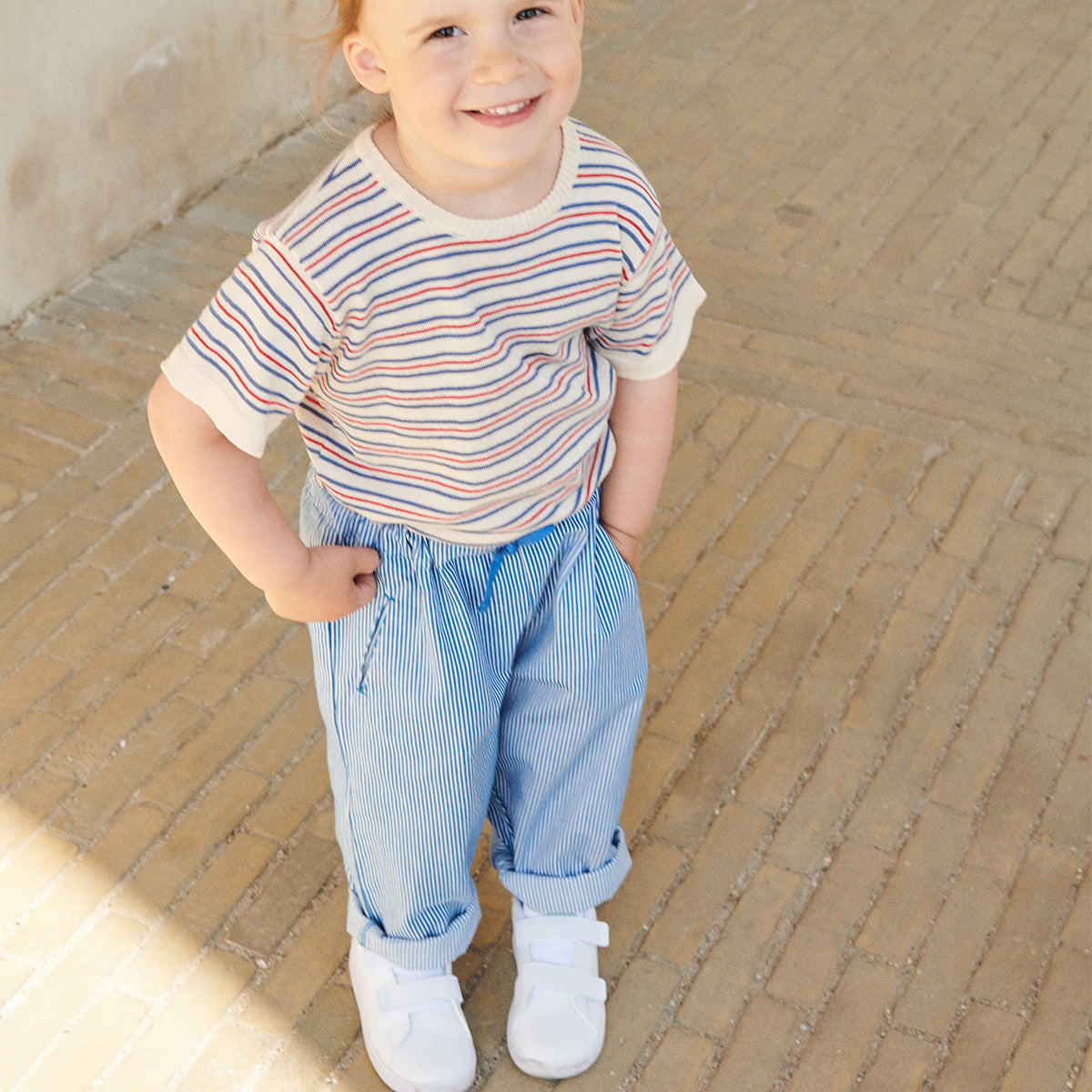Striped yarndyed pants - sharp blue