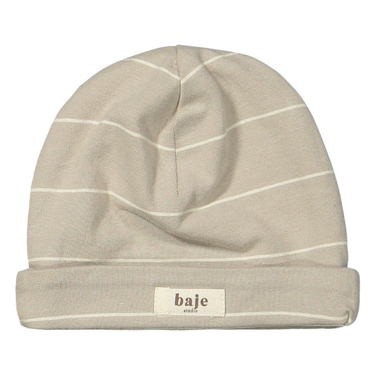 Baje Studio - striped newborn hat Yuca - taupe clay