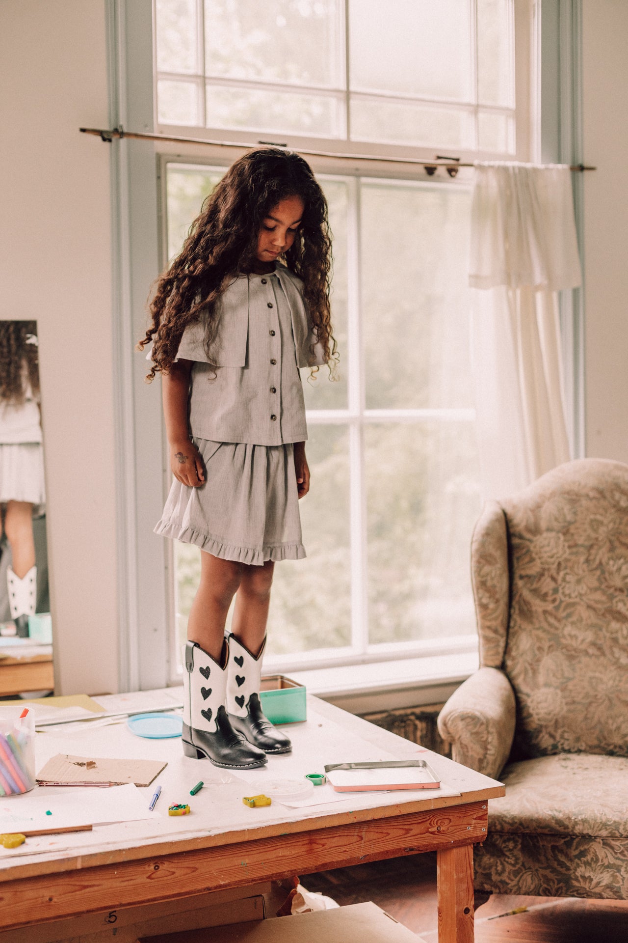 Baje Studio - woven blouse Liss - blue steel