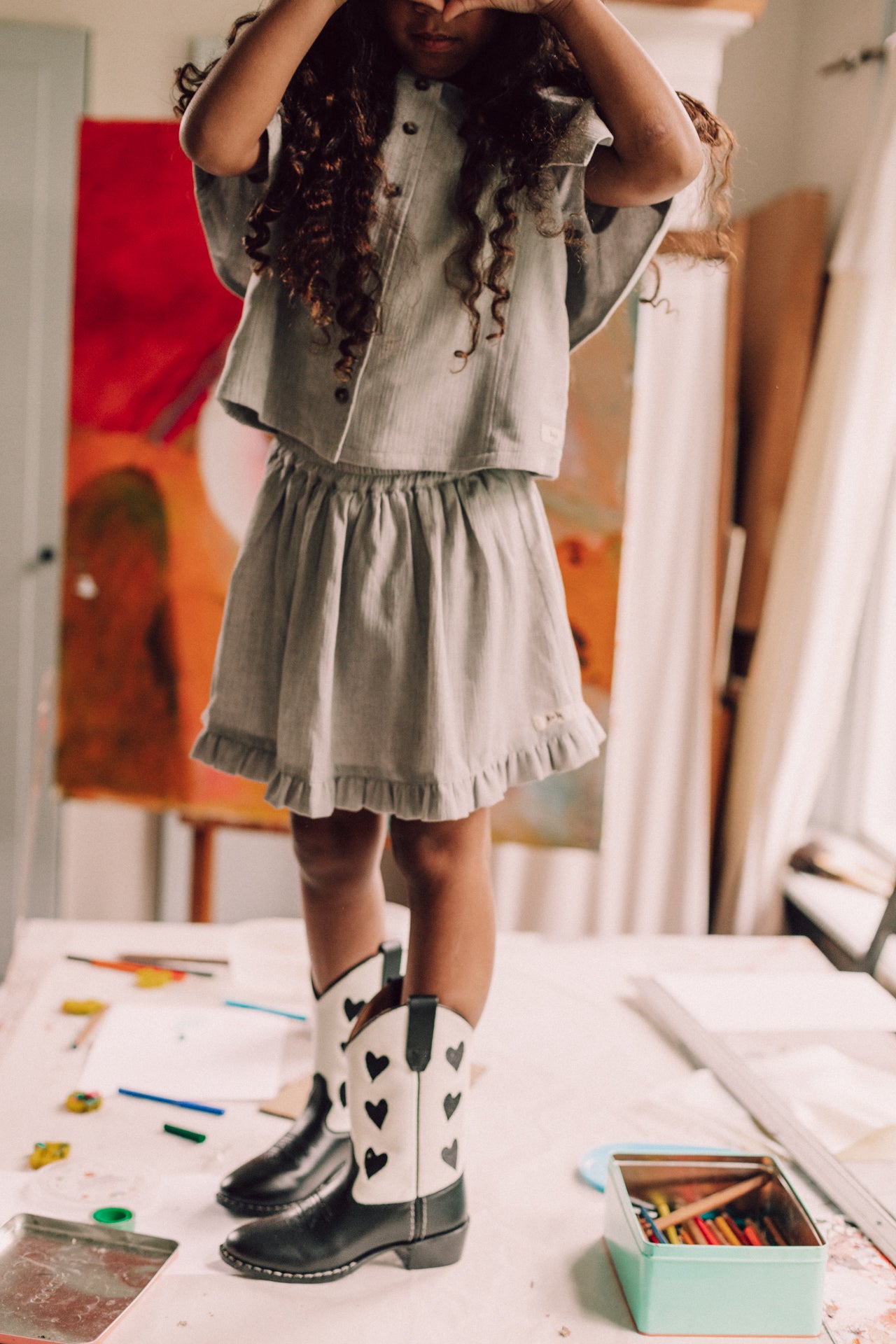 Baje Studio - woven skirt Loures - blue steel