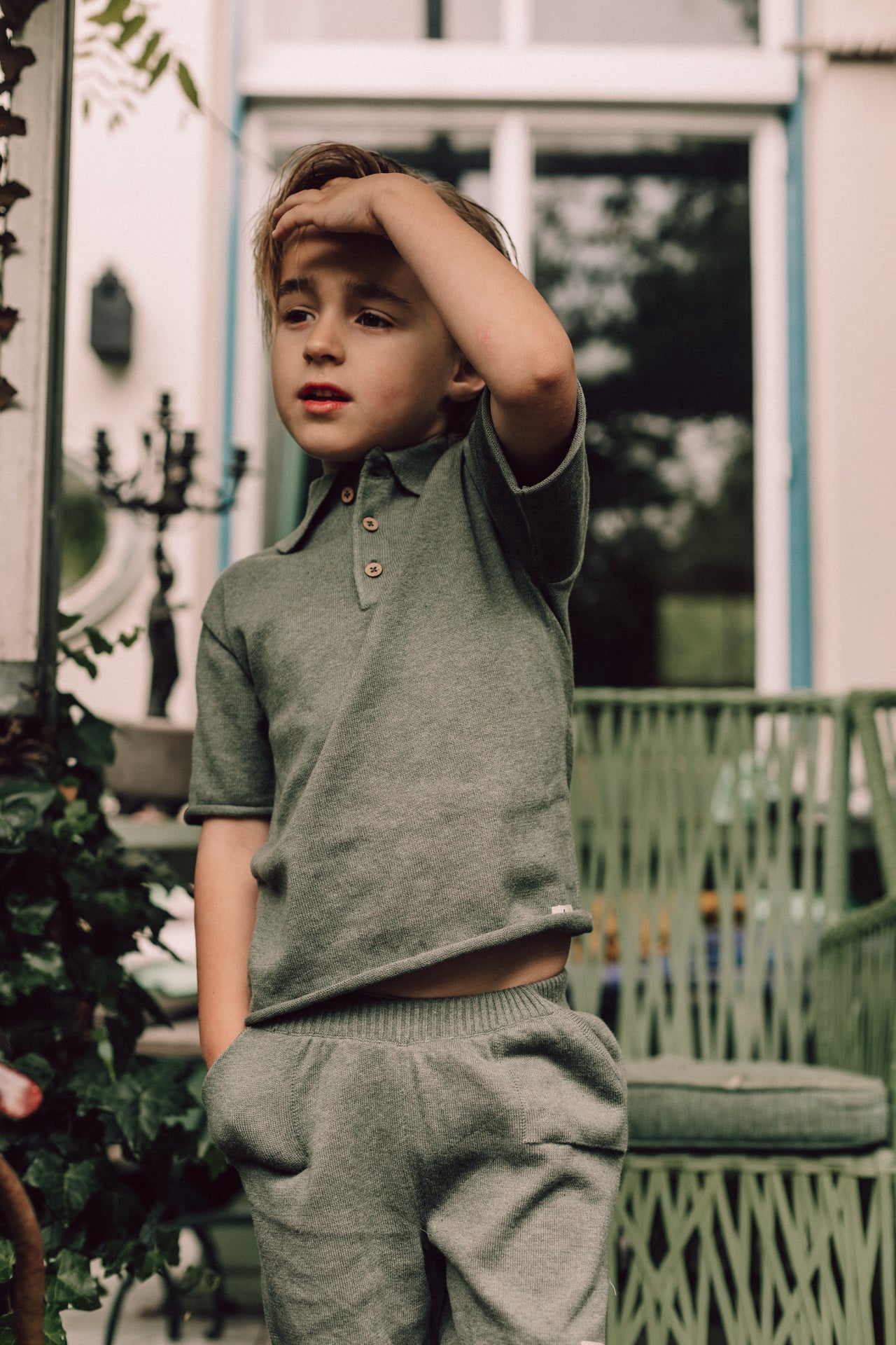 Baje Studio - knitted polo Estoi - green agave