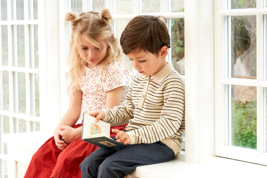 Müsli - trui gestreept - beige/marineblauw