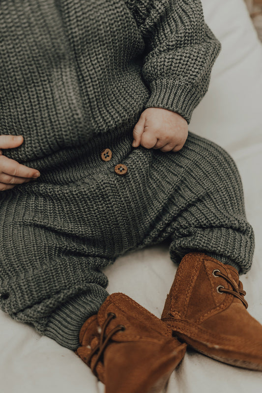 Baje Studio - gebreide legging Morris - donkergroen