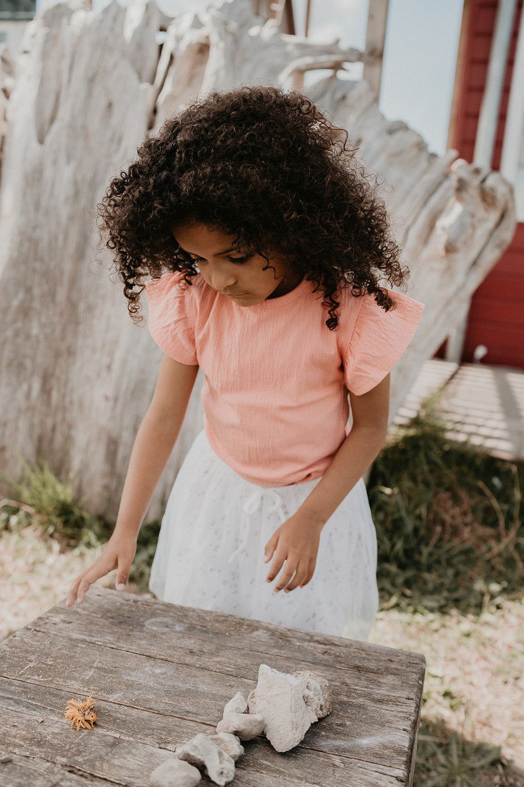 Shirt ruffle mouwtjes ~ koraal