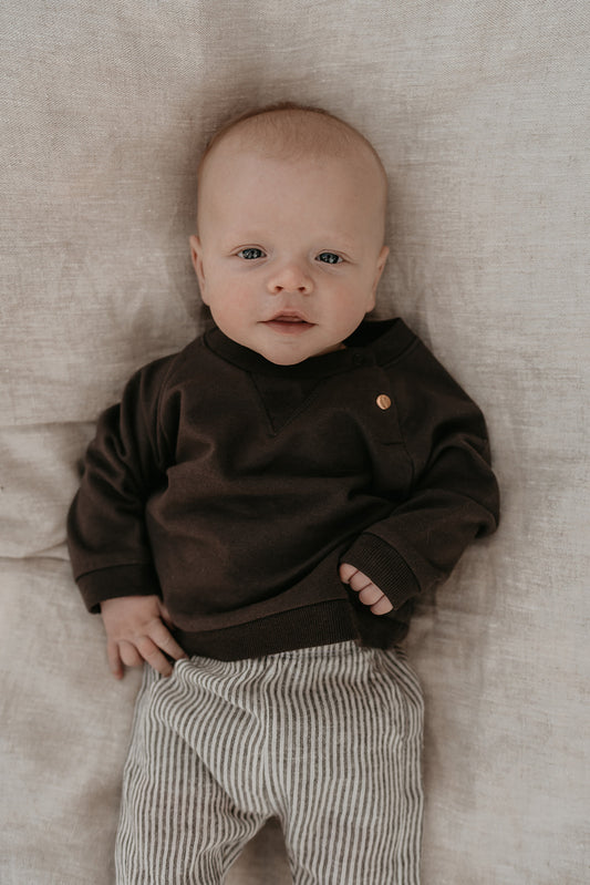 Riffle Amsterdam - broek gestreept - offwhite/bruin