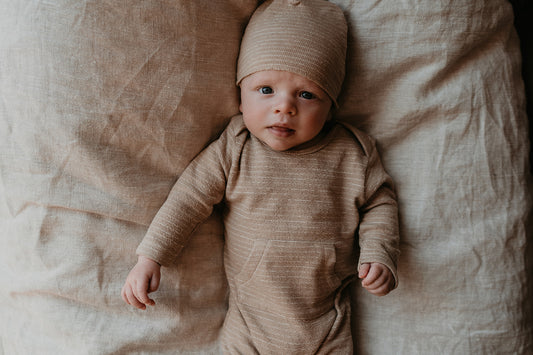 Riffle Amsterdam - baby mutsje beige gestreept