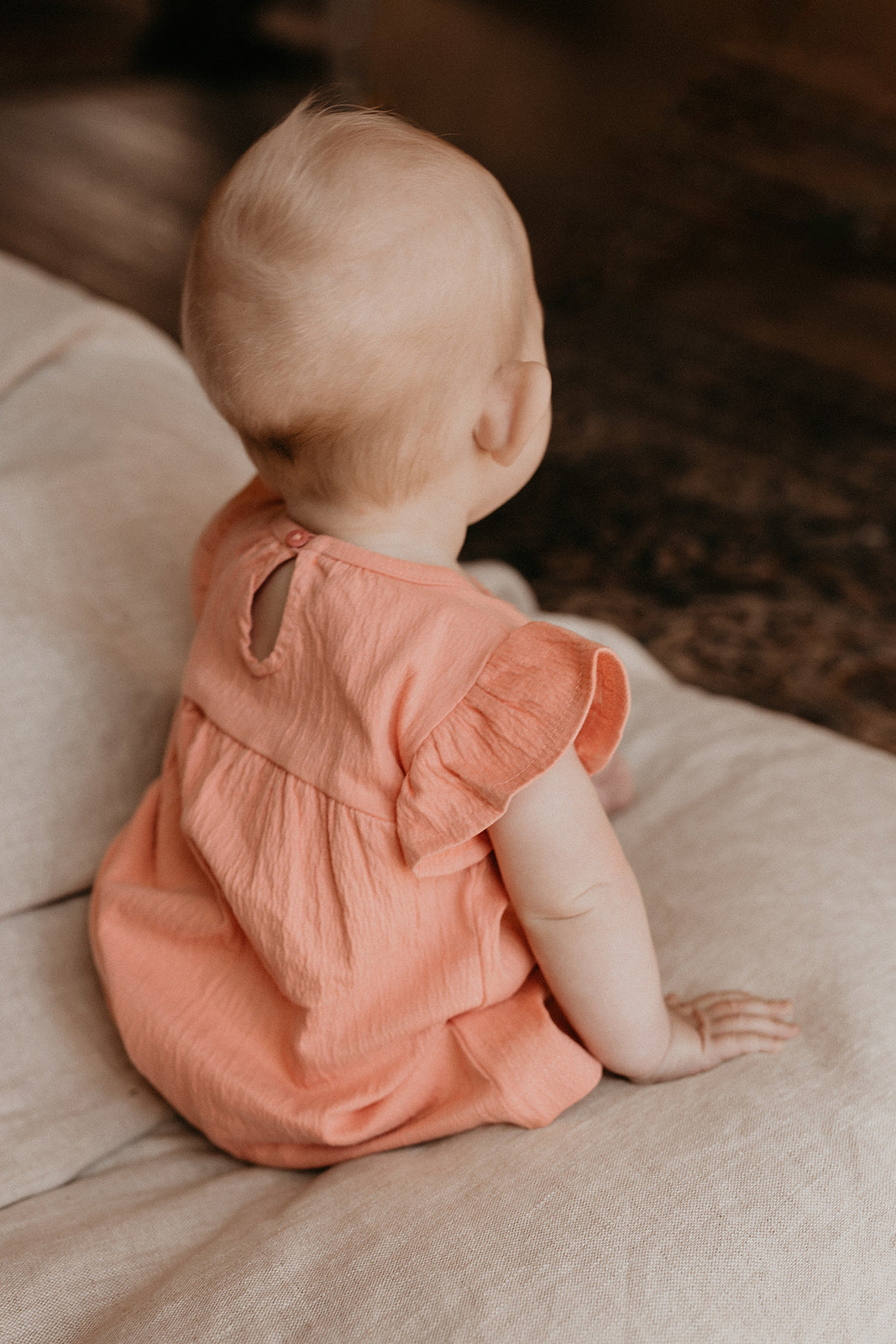 Jurk ruffle mouwtjes - koraal roze