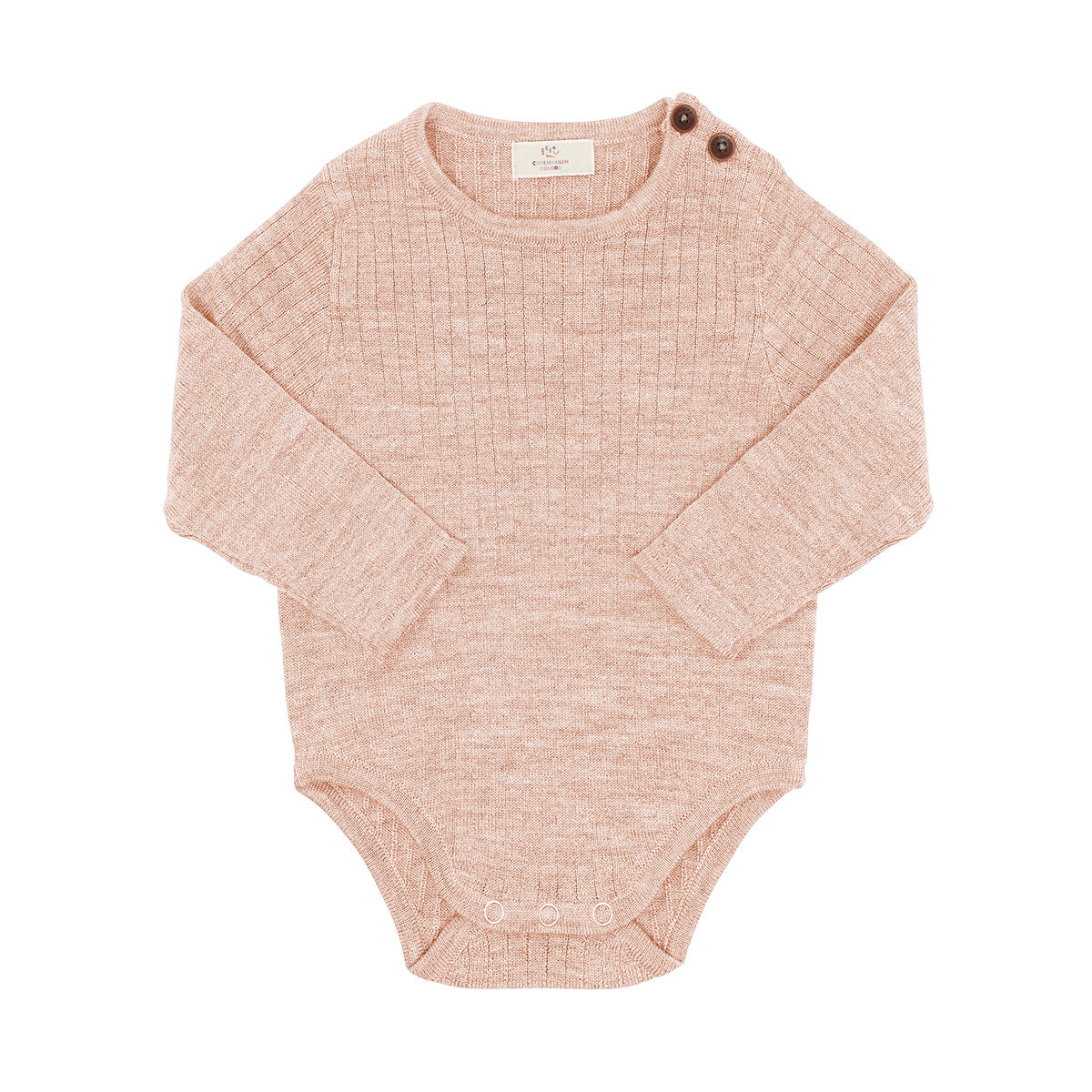 Merino rib romper - soft pink