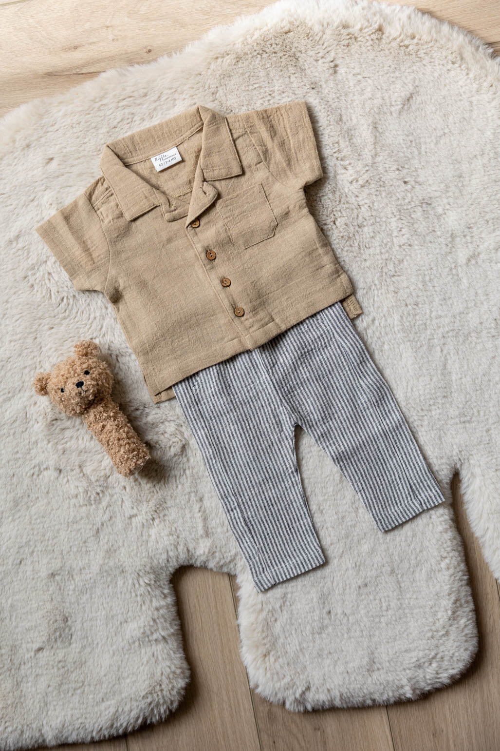Broek gestreept - offwhite/bruin