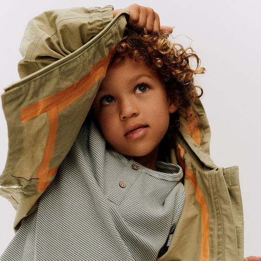 Wheat - rib T-shirt Lumi - stormy sea stripe