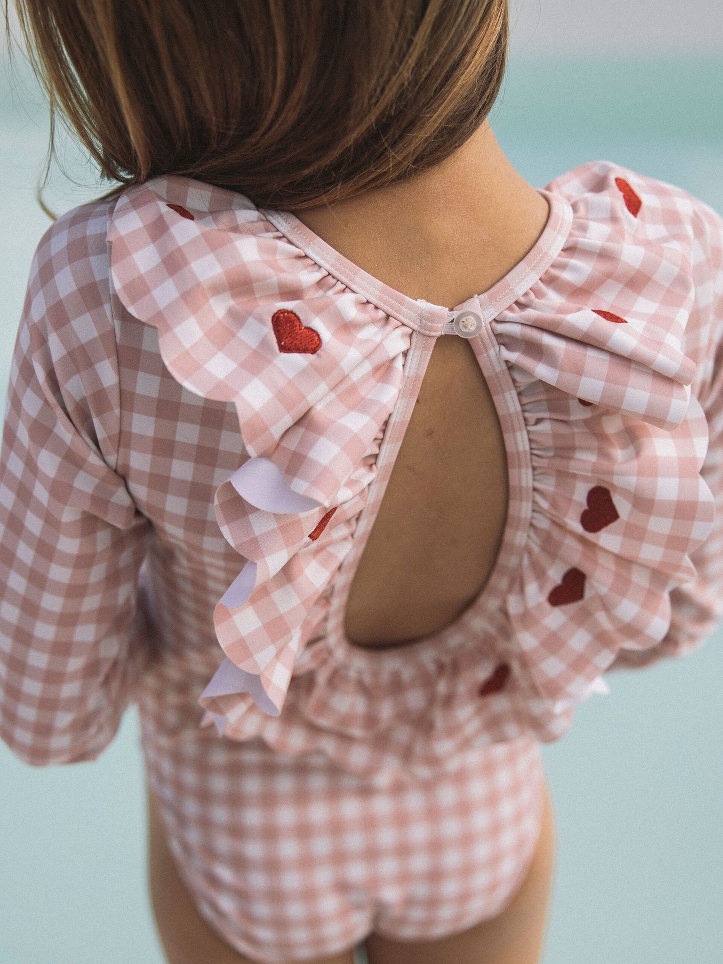 Lil'Atelier - swimsuit longsleeves square hearts - misty rose
