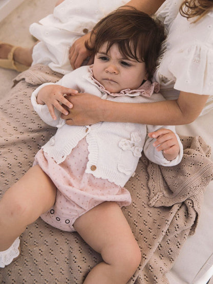 Lil'Atelier - knitted cardigan flower - coconut milk