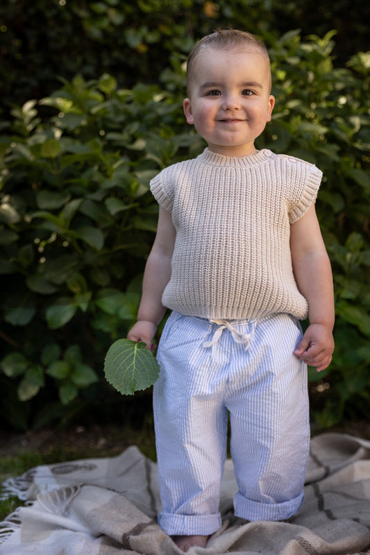 Pequeno Tocon - wide leg pants - sky blue stripe