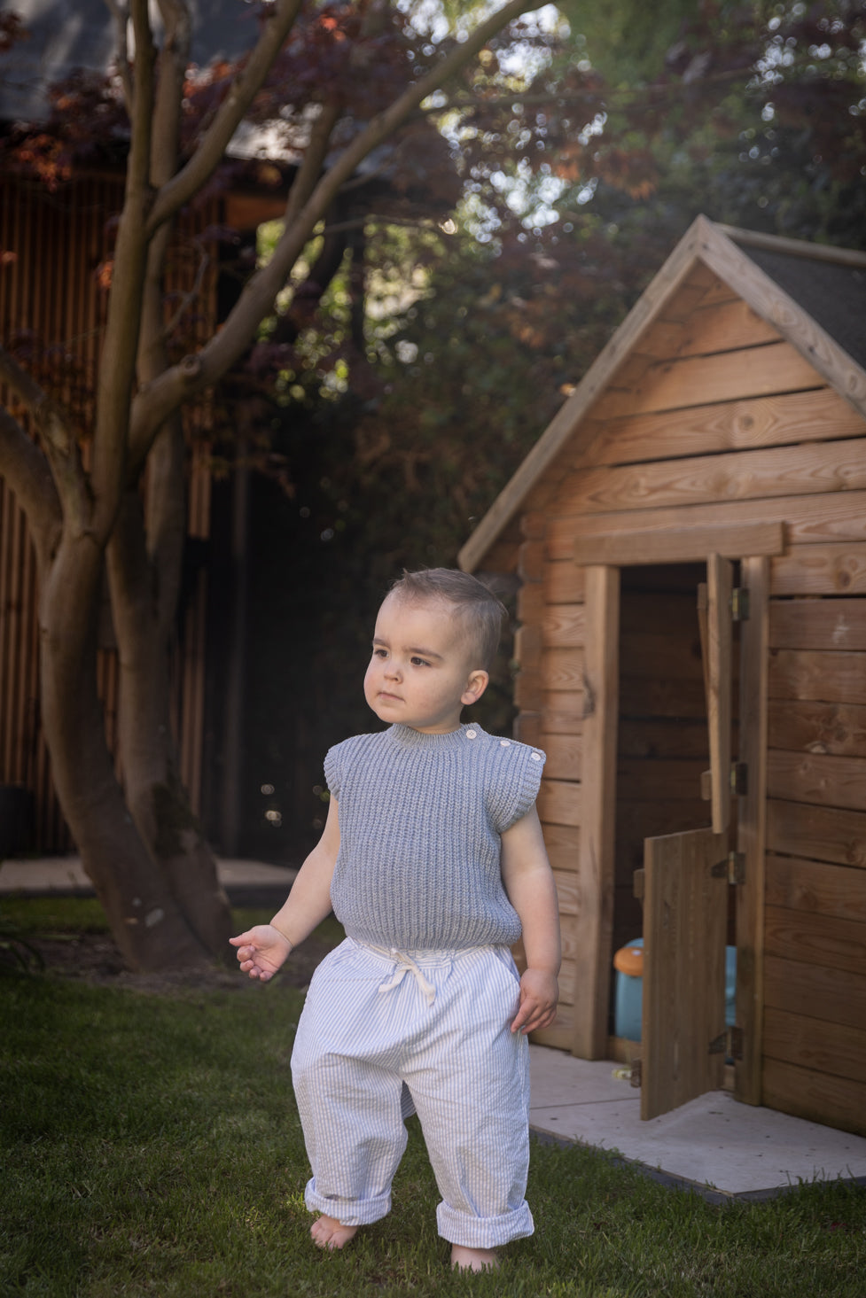 Pequeno Tocon - knitted spencer - blue melange
