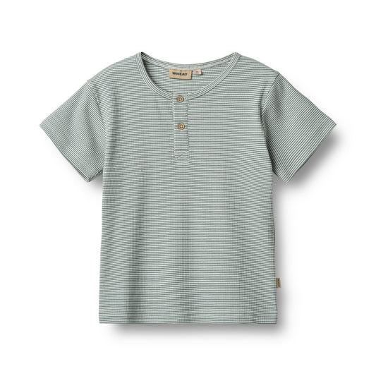 Wheat - rib T-shirt Lumi - stormy sea stripe