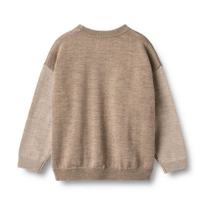 Wheat - merino wool knit pullover Finley - grey camel melange