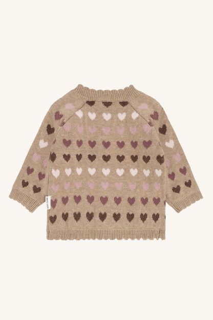 Hust & Claire - hearts cardigan - biscuit