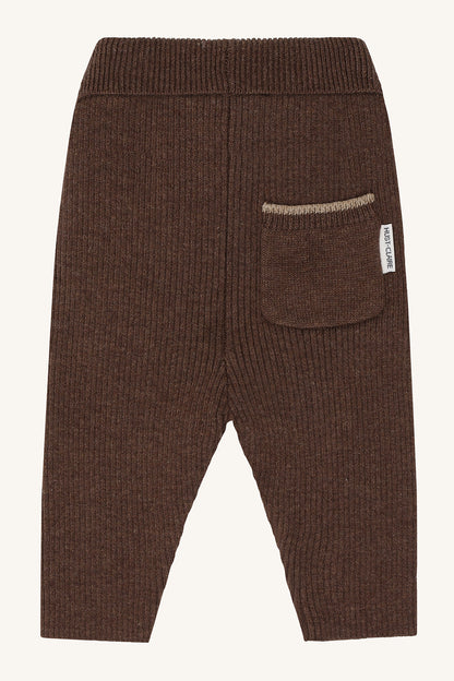 Hust & Claire - knitted rib pants Ger - toffee melange