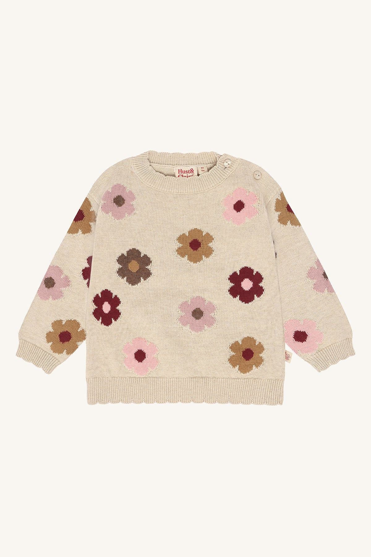 Hust & Claire - sweater Pulse - beige melange flower