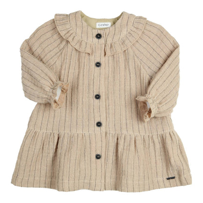 GYMP - dress Freda - beige/anthracite stripe