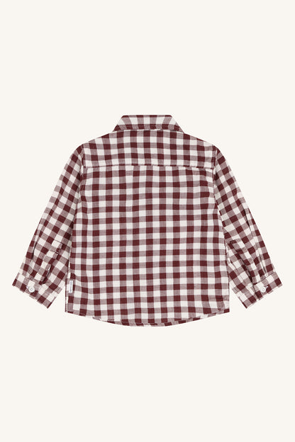 Hust & Claire - gingham square blouse Ravn - red chocolate