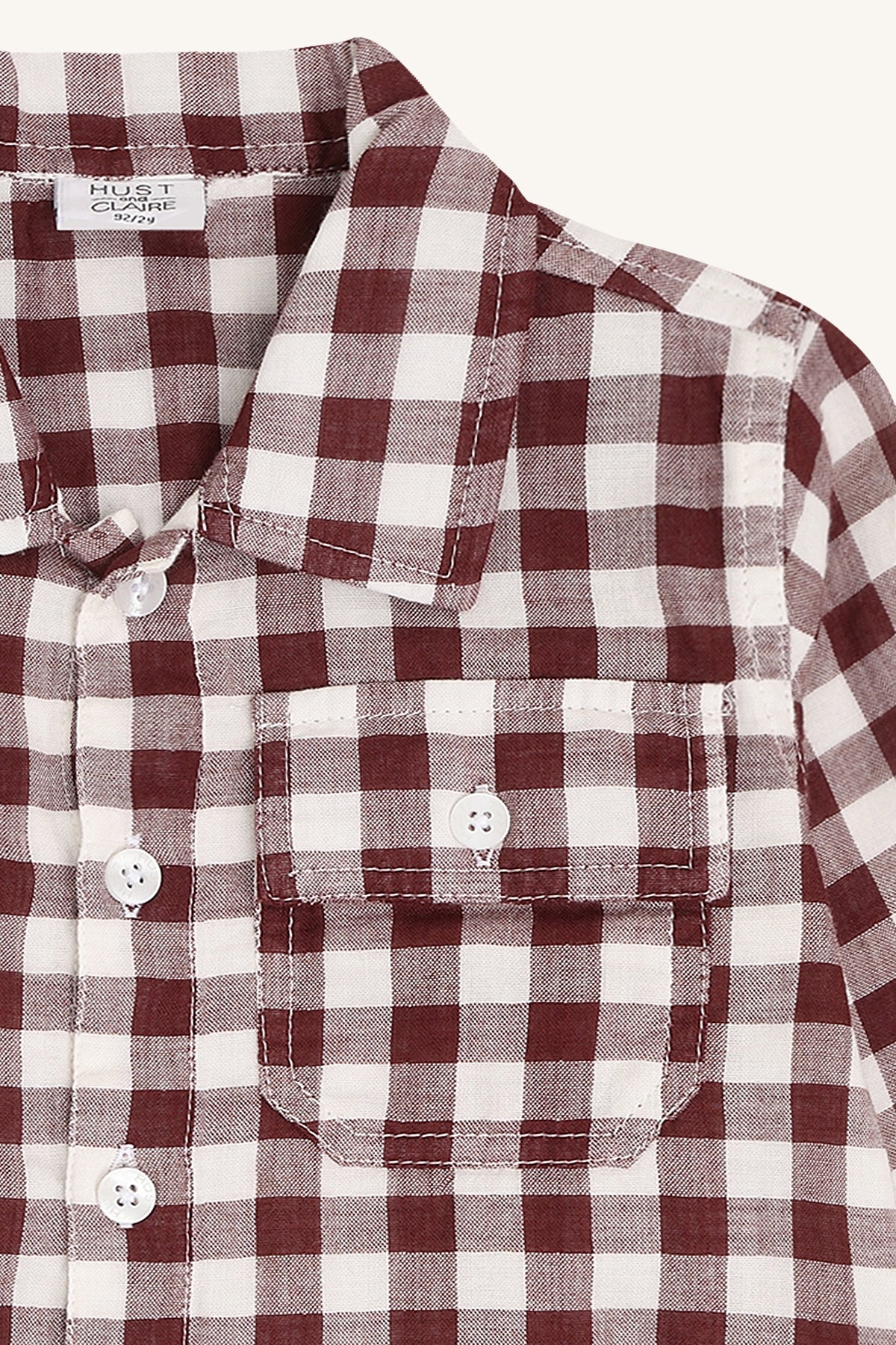 Hust & Claire - gingham square blouse Ravn - red chocolate