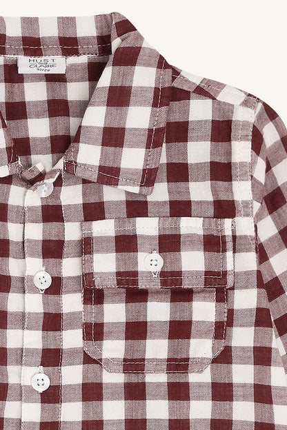 Hust & Claire - gingham square blouse Ravn - red chocolate
