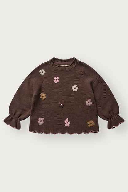 Hust & Claire - knit sweater Charlotte flowerboom - toffee melange